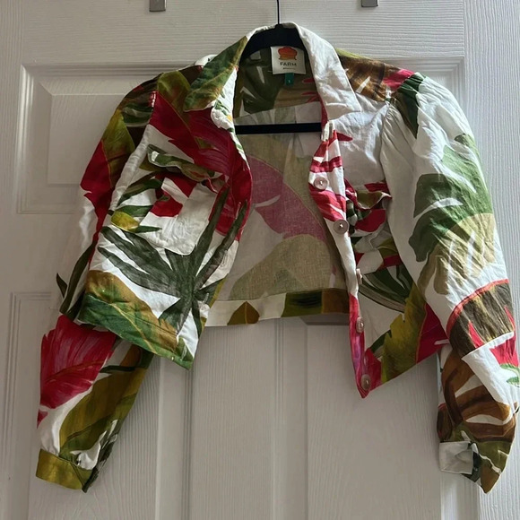 FARM Rio Spring Forest Long Sleeve Linen Blend Top - Picture 5 of 5